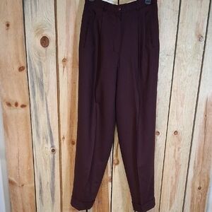Women's High-Waist Tapered Trousers in Deep Burgundy
